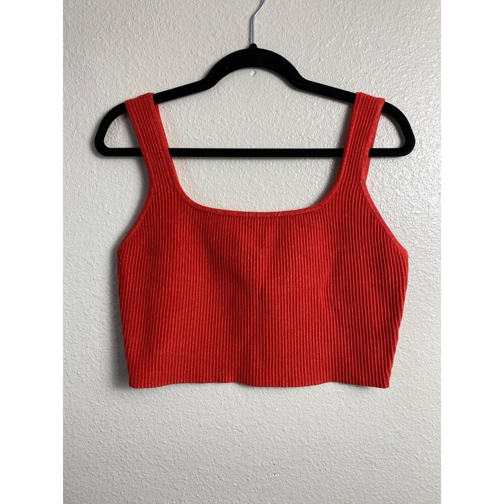 House Of Harlow Crop Ribbed‎ Tank Top size Large Red Orange  Stretch Knit